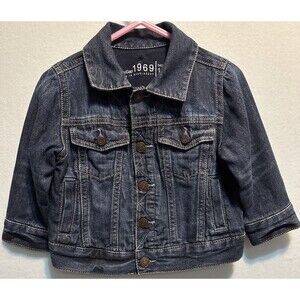 Baby Gap Unisex Blue Denim Jeans Jacket 12-18 Months with Snaps and Pockets